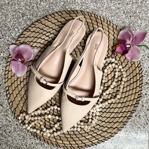 ZARA Slingback Sandals Flats Pointer Toe Nude 
SIZE 37 | US 7